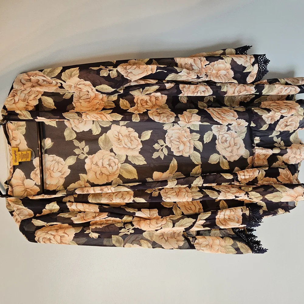 Lucky Brand Floral Blouse - Black and Peach - Picture 1 of 1